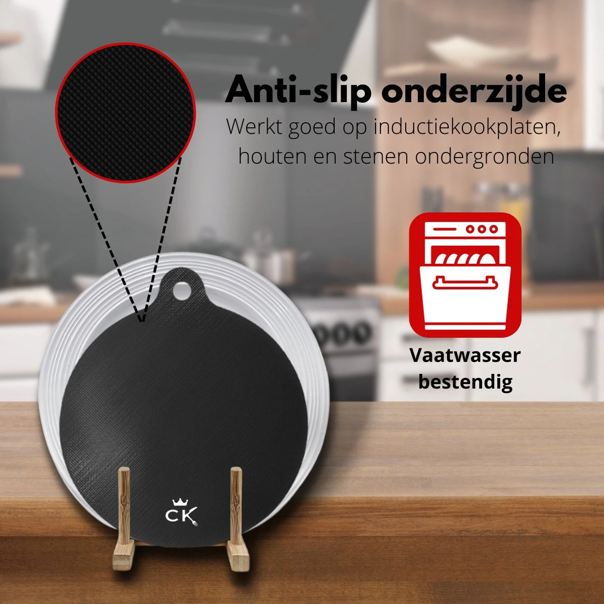 Cuisine King Inductie Beschermer Mat - 4 Stuks - Antislip - Onderzetters Pannen - Panbeschermers - Siliconen - Inductie Koken Tot 250 ºC - 4x Rond Ø22cm - Inclusief E-kookboek 5 Cuisine King Inductie Beschermer Mat - 4 Stuks - Antislip - Onderzetters Pannen - Panbeschermers - Siliconen - Inductie Koken Tot 250 ºC - 4x Rond Ø22cm - Inclusief E-kookboek - Afbeelding 5