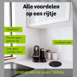 1FORME Pannenonderzetter Hittebestendig Tot 230° - EXCLUSIEF VERPAKT - 4 Stuks PREMIUM SILICONEN Zwart -Merkloos Winkel 1200x1200 6441