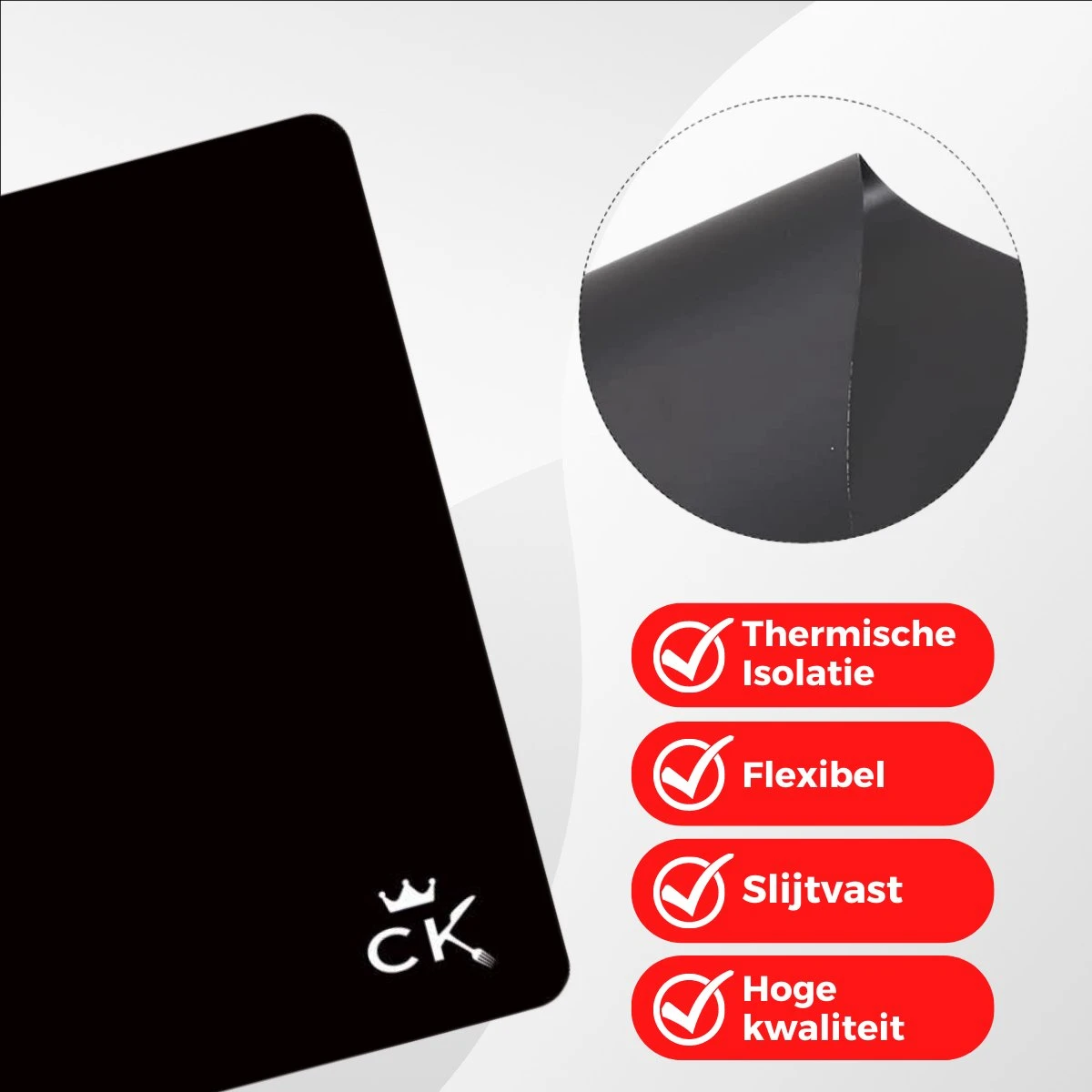 Cuisine King Inductie Beschermer Mat - 5 Stuks - Antislip - Onderzetters Pannen - Panbeschermers - Siliconen - Inductie Koken Tot 250 ºC - 4x Rond Ø22cm - 1x Vierkant 2 Cuisine King Inductie Beschermer Mat - 5 Stuks - Antislip - Onderzetters Pannen - Panbeschermers - Siliconen - Inductie Koken Tot 250 ºC - 4x Rond Ø22cm - 1x Vierkant - Afbeelding 2