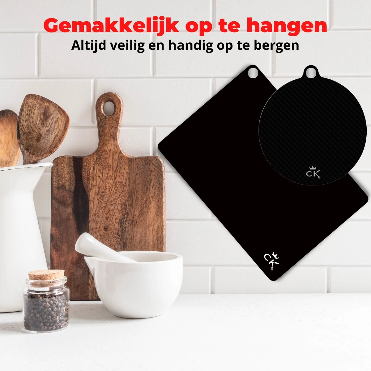 Cuisine King Inductie Beschermer Mat - 5 Stuks - Antislip - Onderzetters Pannen - Panbeschermers - Siliconen - Inductie Koken Tot 250 ºC - 4x Rond Ø22cm - 1x Vierkant 5 Cuisine King Inductie Beschermer Mat - 5 Stuks - Antislip - Onderzetters Pannen - Panbeschermers - Siliconen - Inductie Koken Tot 250 ºC - 4x Rond Ø22cm - 1x Vierkant - Afbeelding 5