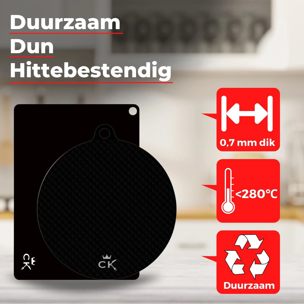 Cuisine King Inductie Beschermer Mat - 5 Stuks - Antislip - Onderzetters Pannen - Panbeschermers - Siliconen - Inductie Koken Tot 250 ºC - 4x Rond Ø22cm - 1x Vierkant 9 Cuisine King Inductie Beschermer Mat - 5 Stuks - Antislip - Onderzetters Pannen - Panbeschermers - Siliconen - Inductie Koken Tot 250 ºC - 4x Rond Ø22cm - 1x Vierkant - Afbeelding 9
