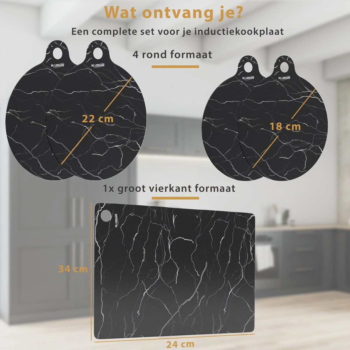 NAZROM® Inductie Beschermer – Stijlvolle Set Panbeschermers Voor Kookplaat – Inductie Mat Voor Elk Formaat Inductie Kookplaat En Kookzone - Bescherming Tot 260°C - Duurzame Afdekplaat - Marmer 6 NAZROM® Inductie Beschermer – Stijlvolle Set Panbeschermers Voor Kookplaat – Inductie Mat Voor Elk Formaat Inductie Kookplaat En Kookzone - Bescherming Tot 260°C - Duurzame Afdekplaat - Marmer - Afbeelding 6