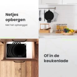 MoreCore Inductie Beschermer - Afdekplaat Voor Kookplaat - 5 Stuks - Inductie Mat - Onderzetter- Inductie Pannen - Hittebestendig Tot 240 ºC - Zwart -Merkloos Winkel 1200x1200 6539