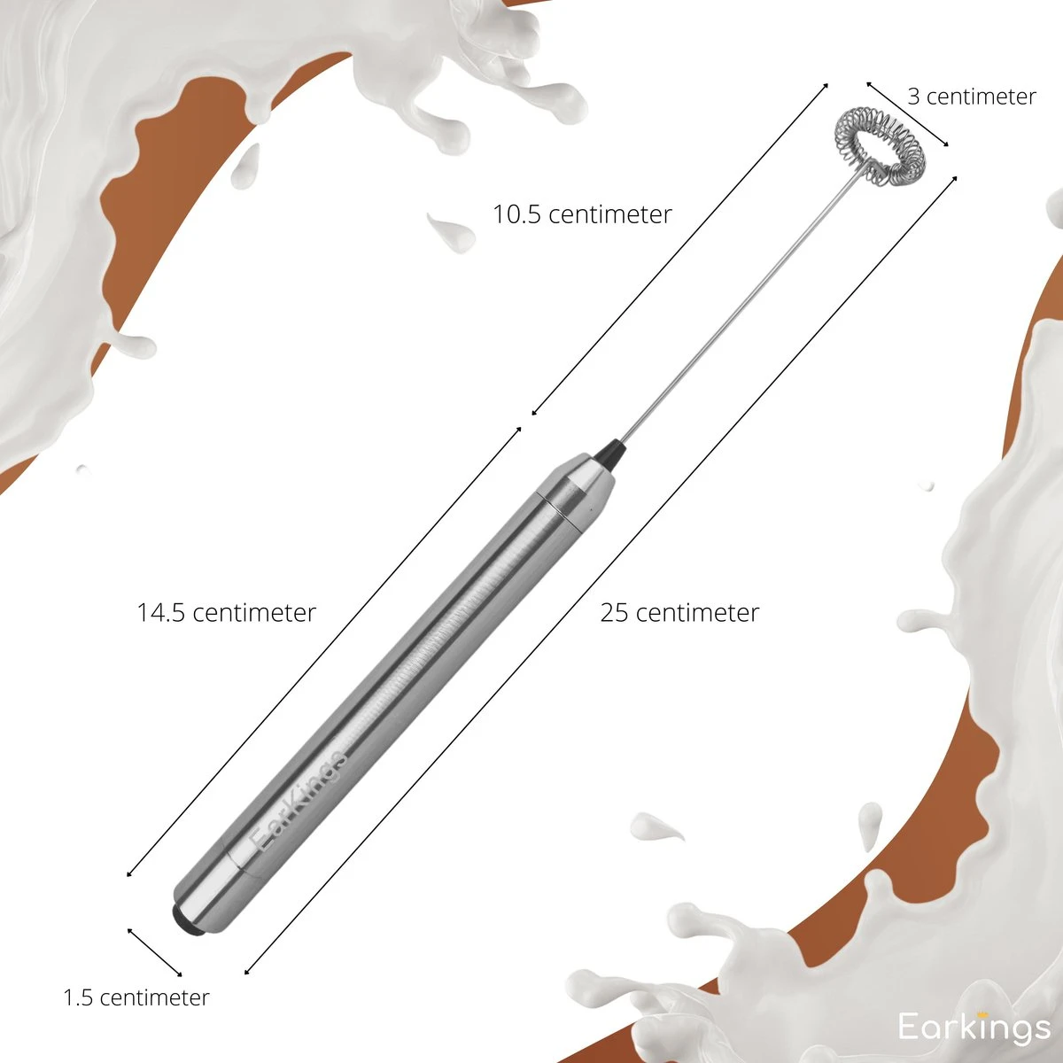 Melkopschuimer Voor Perfect Melkschuim - Melkopschuimer Elektrisch - Melkschuimer Van RVS - Melkopschuimer Handmatig EarKings 7 Melkopschuimer Voor Perfect Melkschuim - Melkopschuimer Elektrisch - Melkschuimer Van RVS - Melkopschuimer Handmatig EarKings - Afbeelding 7