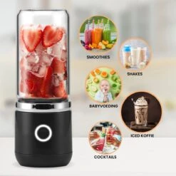 Blend In - Blender To Go - Smoothie Maker - Oplaadbare Mini Blender - Smoothies & Shakes - Draadloos & Draagbaar - Fruit Mixer - USB Oplaadbaar - 350ML - Zwart -Merkloos Winkel 1200x1200 6605