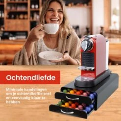 Capsulehouder Met Lade Nespresso - Cups Houder Voor 100 Koffie Capsules - Capsulehouders - RVS - Zwart -Merkloos Winkel 1200x1200 6713