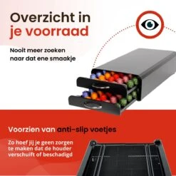 Capsulehouder Met Lade Nespresso - Cups Houder Voor 100 Koffie Capsules - Capsulehouders - RVS - Zwart -Merkloos Winkel 1200x1200 6714