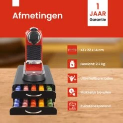 Capsulehouder Met Lade Nespresso - Cups Houder Voor 100 Koffie Capsules - Capsulehouders - RVS - Zwart -Merkloos Winkel 1200x1200 6716