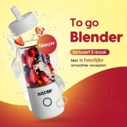 JUICER™ Original Smoothie Maker / Compact Blender - Draagbare Blender Op Batterij / Accu – USB Oplaadbare Draagbare Mini Blender To Go – 350ml - Wit -Merkloos Winkel 1200x1200 6727