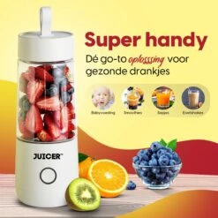 JUICER™ Original Smoothie Maker / Compact Blender - Draagbare Blender Op Batterij / Accu – USB Oplaadbare Draagbare Mini Blender To Go – 350ml - Wit -Merkloos Winkel 1200x1200 6728