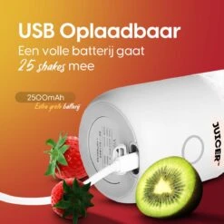 JUICER™ Original Smoothie Maker / Compact Blender - Draagbare Blender Op Batterij / Accu – USB Oplaadbare Draagbare Mini Blender To Go – 350ml - Wit -Merkloos Winkel 1200x1200 6730
