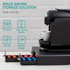Navaris Espresso Capsulehouder Met Lades - Koffiecuphouder Met 3 Lades - Opbergbox Geschikt Voor Nespresso Cups - 48 Koffiecups - Zwart -Merkloos Winkel 1200x1200 6748
