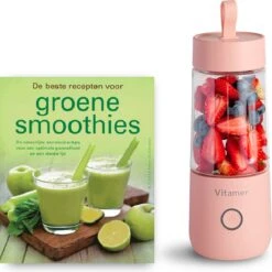 Vitamer Draagbare Blender - 350 Ml - Inclusief Smoothie Receptenboek - Roze