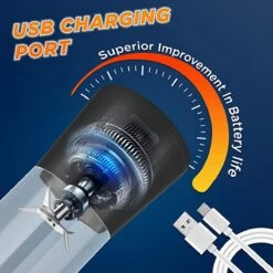 Royalty Line Smoothie Maker - Blender To Go - Smoothie Blender - Mini Blender - Portable Blender - 300 ML - Smoothies & Shakes - Draadloos & Draagbaar - USB Oplaadbaar - Blender - Grijs/Zwart -Merkloos Winkel 1200x1200 6791