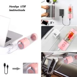 Hunzabay Smoothie Maker | Draagbare Blender | Oplaadbare Mini Blender | Portable Blender | Fruit Blender | Draagbare Mini Blender | Fruit Juicer | Compact Blender | Mini Blender | Blender | Lichtgewicht | Vitamer 4 Bladen | Keukenmachines | Roze -Merkloos Winkel 1200x1200 6809