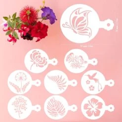 BOTC Cappuccino Sjabloon - 30 Herbruikbaar Barista Tools / Bloemen- DIY Stencil Cookie Barista Tools Voor Hot Chocolate / Cupcake / Cappuccino Decoratie - 9.7x7CM) -Merkloos Winkel 1200x1200 6834