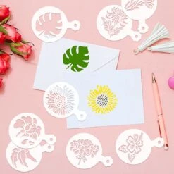 BOTC Cappuccino Sjabloon - 30 Herbruikbaar Barista Tools / Bloemen- DIY Stencil Cookie Barista Tools Voor Hot Chocolate / Cupcake / Cappuccino Decoratie - 9.7x7CM) -Merkloos Winkel 1200x1200 6837