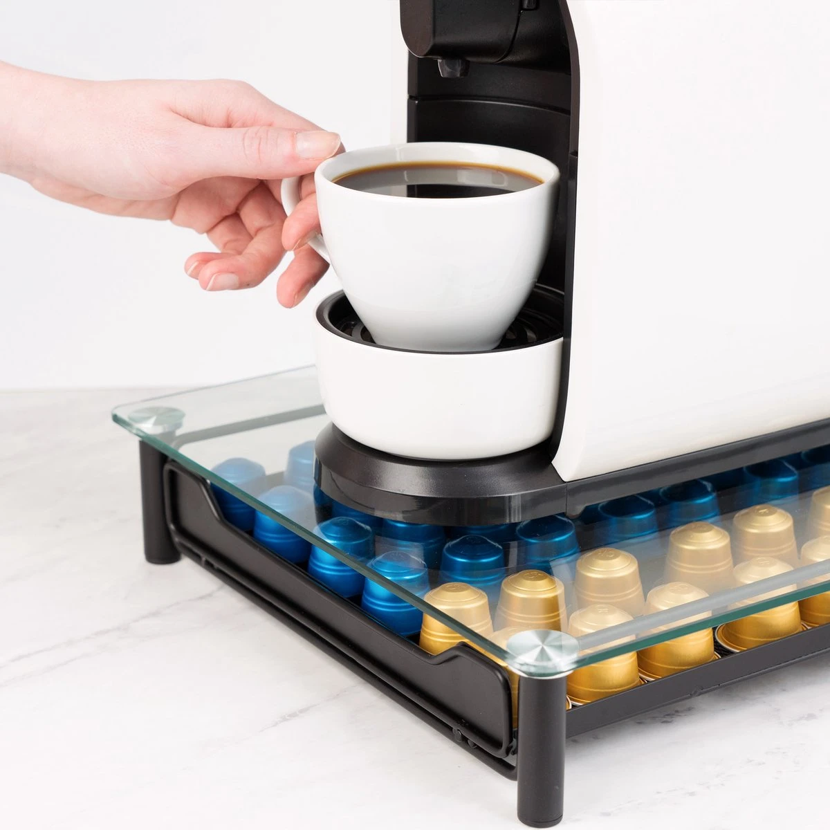 Navaris Espresso Capsulehouder Met Lade - Koffiecuphouder Met Lade - Opbergbox Geschikt Voor Nespresso Cups - 60 Koffiecups - 30 X 40 X 6,5cm - Zwart 3 Navaris Espresso Capsulehouder Met Lade - Koffiecuphouder Met Lade - Opbergbox Geschikt Voor Nespresso Cups - 60 Koffiecups - 30 X 40 X 6,5cm - Zwart - Afbeelding 3