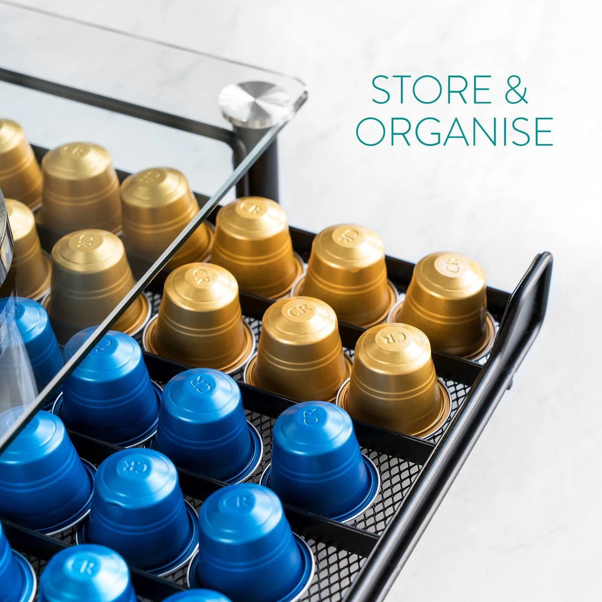 Navaris Espresso Capsulehouder Met Lade - Koffiecuphouder Met Lade - Opbergbox Geschikt Voor Nespresso Cups - 60 Koffiecups - 30 X 40 X 6,5cm - Zwart 4 Navaris Espresso Capsulehouder Met Lade - Koffiecuphouder Met Lade - Opbergbox Geschikt Voor Nespresso Cups - 60 Koffiecups - 30 X 40 X 6,5cm - Zwart - Afbeelding 4