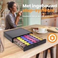 Capsulehouder Met Lade Dolce Gusto - Cups Houder Voor 36 Koffie Capsules - Capsulehouders - Incl. 4 Onderzetters - RVS - Zwart -Merkloos Winkel 1200x1200 6869