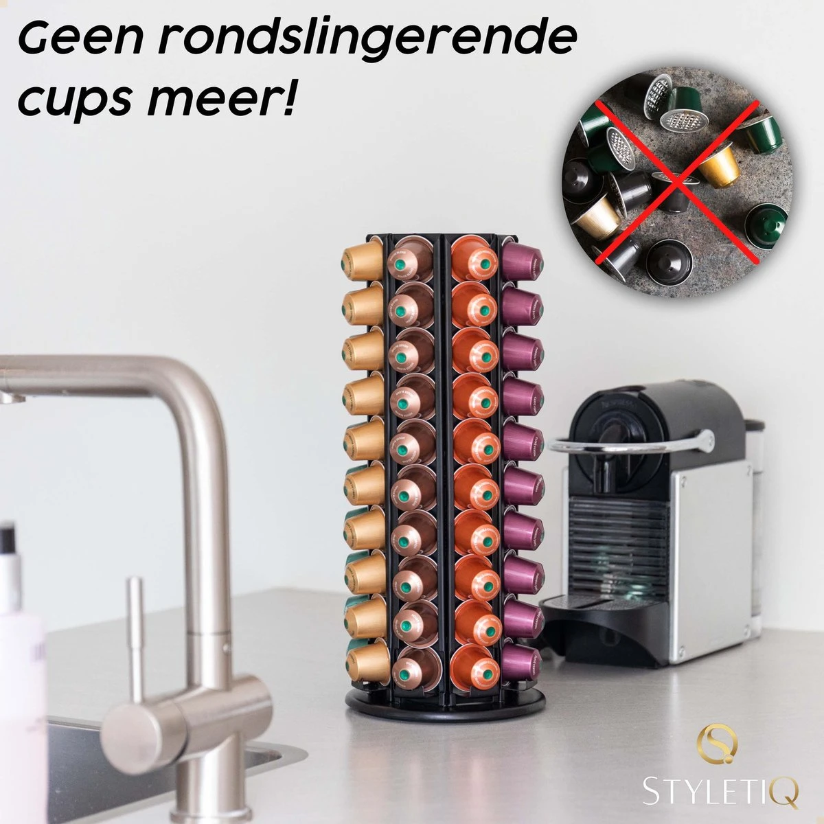Capsulehouder Voor 80 Nespresso Koffiecups - Nespresso Cups - Koffiecups Houder - 360º Draaibaar Zwart 6 Capsulehouder Voor 80 Nespresso Koffiecups - Nespresso Cups - Koffiecups Houder - 360º Draaibaar Zwart - Afbeelding 6