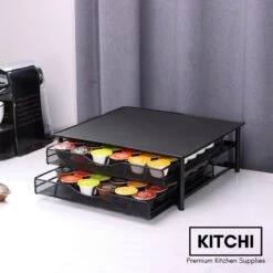 Kitchi - Capsulehouder Voor Dolce Gusto Cups Met 2 Lades - Koffiecup Houder Voor 72 Cups - Trilling Dempend En Antislip - Zwart Metaal -Merkloos Winkel 1200x1200 6958
