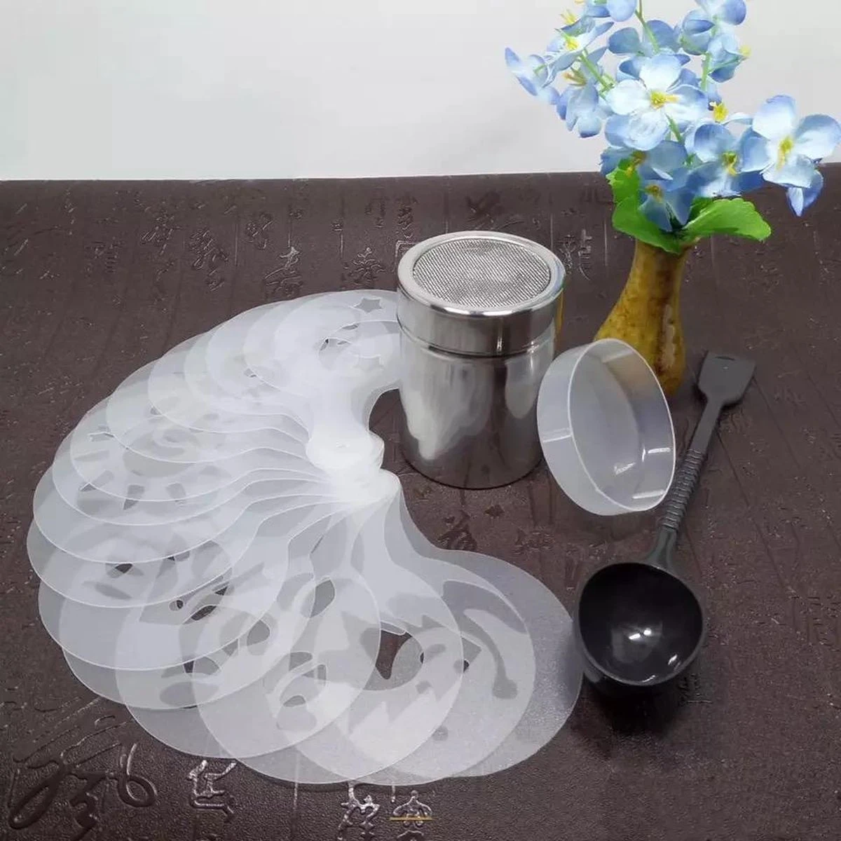 SVH Company RVS Cappuccino Set Cacao Strooier Koffie Sjablonen Barista Tools - 18 Delig 3 SVH Company RVS Cappuccino Set Cacao Strooier Koffie Sjablonen Barista Tools - 18 Delig - Afbeelding 3