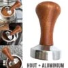 Merkloos Allernieuwste Koffie Tamper Koffieverdeler 51mm - Hout En Aluminium - Barista Espresso Leveler Koffie Verdeler - 51 Mm