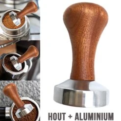 Merkloos Allernieuwste Koffie Tamper Koffieverdeler 51mm - Hout En Aluminium - Barista Espresso Leveler Koffie Verdeler - 51 Mm