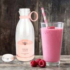 Merkloos Draagbare Mini Blender - Blender To Go - Blender Smoothie Compact - Mini Smoothie Maker - Oplaadbare Blender - Smoothies - Fruit - Mixer - Blender - Roze -