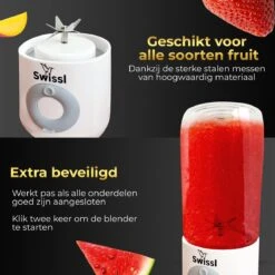 Swissl Blender To Go – Draadloze Smoothie Maker - Draagbare Mini Blender - Juicer - Wit -Merkloos Winkel 1200x1200 7119