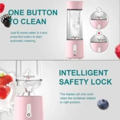 Draagbare Blender - Mini Blender To Go - Smoothie Blender - USB Oplaadbaar - 500ML - Zwart - Draadloos - Compact Blender - Mini Smoothie Maker - Fresh Juice Maker - Portable Blender - Recepten Inbegrepen -Merkloos Winkel 1200x1200 7147