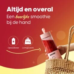 JUICER™ Original Smoothie Maker / Compact Blender - Draagbare Blender Op Batterij / Accu – USB Oplaadbare Draagbare Mini Blender To Go – 350ml - Pink -Merkloos Winkel 1200x1200 7174