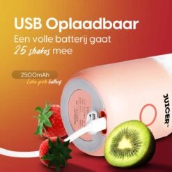JUICER™ Original Smoothie Maker / Compact Blender - Draagbare Blender Op Batterij / Accu – USB Oplaadbare Draagbare Mini Blender To Go – 350ml - Pink -Merkloos Winkel 1200x1200 7175