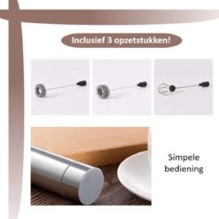 Melkopschuimer - Handmatige Melkopschuimer - Melkklopper - Opschuimer - Elektrisch - Draadloos - RVS - Zilver -Merkloos Winkel 1200x1200 7208