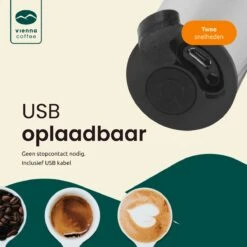 Vienna Coffee Melkopschuimer Electrisch – Handmatig – 2 Opschuimers – Oplaadbaar – 2 Snelheden – Milk Frother -Merkloos Winkel 1200x1200 7221