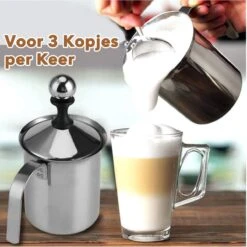 DOWO® - Melkopschuimer Handmatig - RVS - 400 Ml - Melkschuimer - Vaatwasserbestendig - Barista - Melkkan - Hittebestendige Bodem - Inductie -Merkloos Winkel 1200x1200 7226
