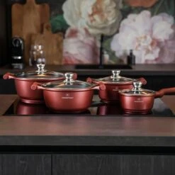 Herenthal Pannenset Inductie - Luxe 10-delige Koekenpan Inductie - Voor Alle Warmtebronnen - Pannen Met Glazen Deksels En Koudgrepen - Burgundy -Merkloos Winkel 1200x1200 973