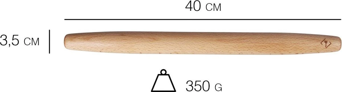 Drengr Deegroller - Rolstok Van Hoge Kwaliteit - Duurzaam Beuken Hout - 40cm X 3,5cm 8 Drengr Deegroller - Rolstok Van Hoge Kwaliteit - Duurzaam Beuken Hout - 40cm X 3,5cm - Afbeelding 8