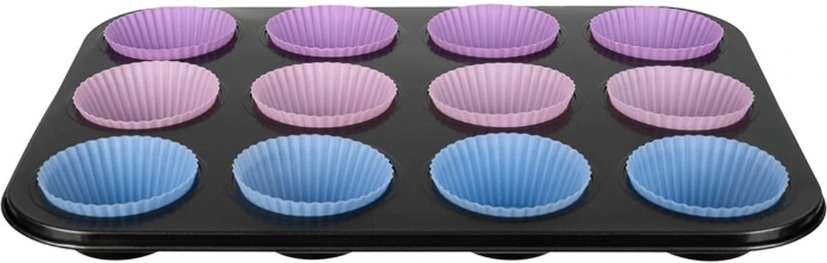 Bakplaat & Muffinvormen - Teflon Plaat - 12 Siliconen Cupcake Vormen - Herbruikbaar - Anti Aanbak Laag - Rheme 10 Bakplaat & Muffinvormen - Teflon Plaat - 12 Siliconen Cupcake Vormen - Herbruikbaar - Anti Aanbak Laag - Rheme - Afbeelding 10