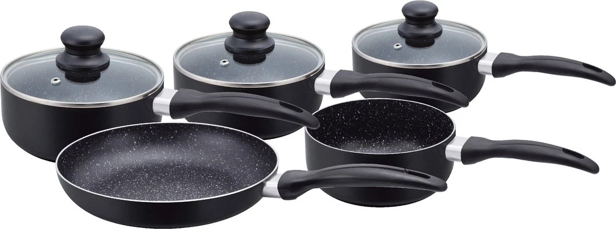 Herzberg HG-5003BK: 8 Pieces Marble Cookware Set - Black 1 Herzberg HG-5003BK: 8 Pieces Marble Cookware Set - Black