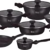 Royal Swiss® Pannenset - 33 Delig - Keramisch - Inductie - Afneembare Handgrepen - Geschikt Voor Oven - Zwart