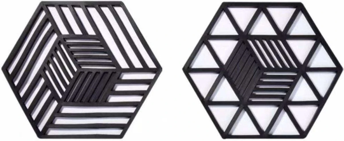 Db Onderzetters (2 Stuks) - Multifunctioneel - Onderleggers Glazen - Siliconen - Accessoires - Glas Onderzetters - Zeshoekig - Hip Design - Zwart 1 Db Onderzetters (2 Stuks) - Multifunctioneel - Onderleggers Glazen - Siliconen - Accessoires - Glas Onderzetters - Zeshoekig - Hip Design - Zwart