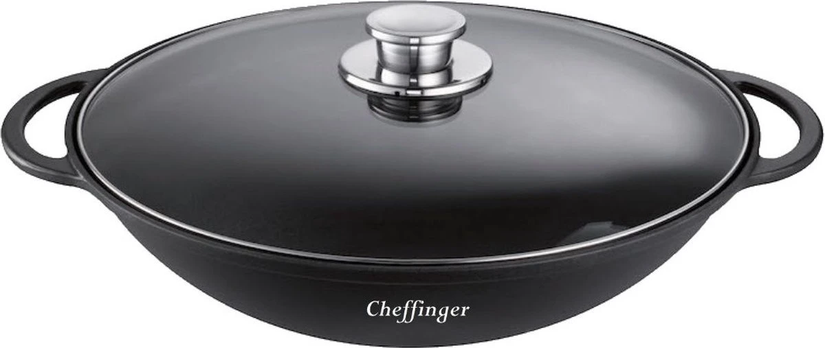 Merkloos Wokpan Met Glazen Deksel Ø 36 Cm - Geschikt Voor Inductie - Zwart 1 Merkloos Wokpan Met Glazen Deksel Ø 36 Cm - Geschikt Voor Inductie - Zwart