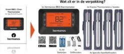 Hermanos® Digitale BBQ Thermometer Draadloos - Keukenthermometer - Bluetooth Met App - 4 Sondes - Magneet - Incl. Batterijen -Merkloos Winkel 1200x522