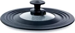 BK Universele Antispatdeksel 22-30 Cm - Glazen Deksel Met Siliconen Rand - Ontluchtingsknop