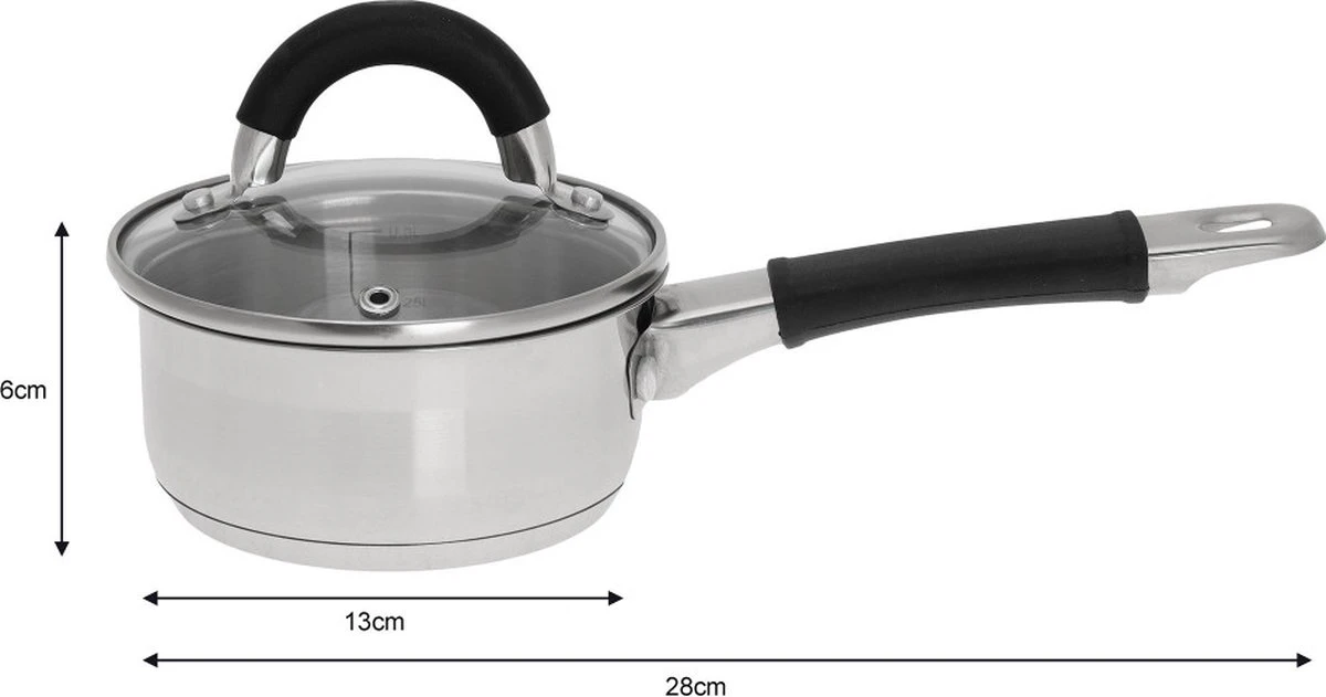 Kinghoff - Steelpan Met Deksel - Rvs - 0,5 Liter 2 Kinghoff - Steelpan Met Deksel - Rvs - 0,5 Liter - Afbeelding 2