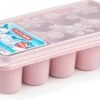 Tray Met Dikke Grote Ronde Blokken Van 6.5 Cm Ijsblokjes/ijsklontjes Vormpjes 10 Vakjes Kunststof Oud Roze Met Afsluit Deksel