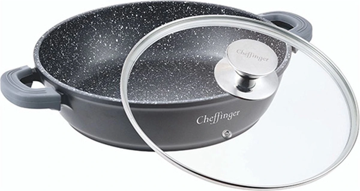 Cheffinger 28cm Lage Kookpot / Braadpan - CF-SC28 3 Cheffinger 28cm Lage Kookpot / Braadpan - CF-SC28 - Afbeelding 3