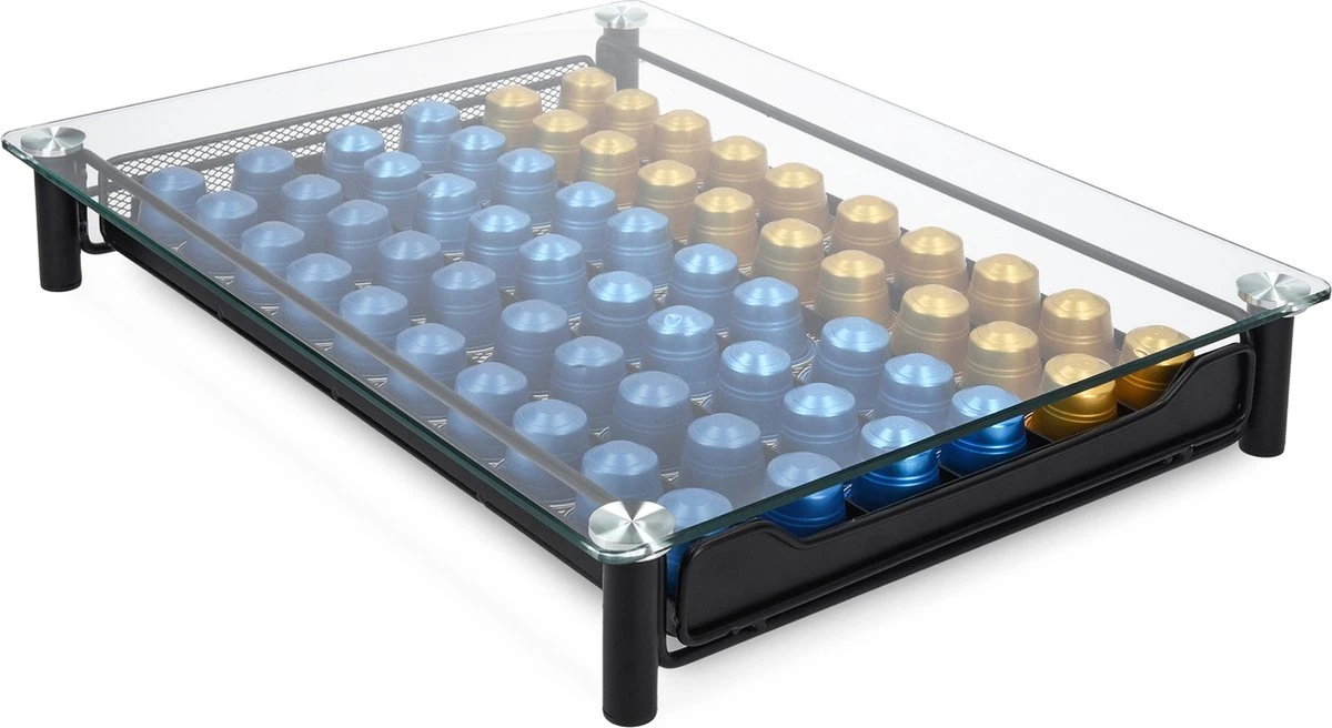 Navaris Espresso Capsulehouder Met Lade - Koffiecuphouder Met Lade - Opbergbox Geschikt Voor Nespresso Cups - 60 Koffiecups - 30 X 40 X 6,5cm - Zwart 2 Navaris Espresso Capsulehouder Met Lade - Koffiecuphouder Met Lade - Opbergbox Geschikt Voor Nespresso Cups - 60 Koffiecups - 30 X 40 X 6,5cm - Zwart - Afbeelding 2
